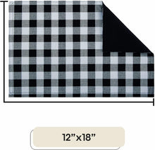 Load image into Gallery viewer, Buffalo Check Reversible Place Mats, 4 Pack, Black & White - 12" x 18"
