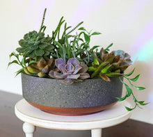 Load image into Gallery viewer, HC 8" Round Capri Succulent Pot Faux Concrete w Copper Base