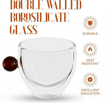 Load image into Gallery viewer, Elle Decor Double Wall Glass Coffee Mugs | Set of 2 | 9-Oz (Amber Handle)