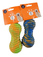 Load image into Gallery viewer, PawFam Rubber Squeak Dog Puppy Toy Chew Bone Shaped, Assorted Colors, 1 ea.