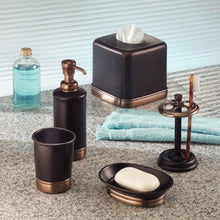 Load image into Gallery viewer, InterDesign York Metal Facial Tissue Box Cover/Holder for Bathroom - Bronze