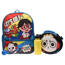 Load image into Gallery viewer, Ryan’s World 4 Piece Backpack Set for Girls and Boys, Kids School Travel Bag