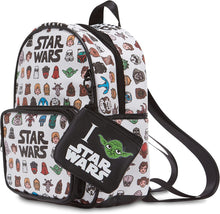Load image into Gallery viewer, Disney’s Star Wars All Over Print Faux Leather 10.5" White Women’s Mini Backpack Purse 2-Piece Set