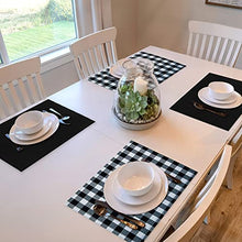 Load image into Gallery viewer, Buffalo Check Reversible Place Mats, 4 Pack, Black & White - 12" x 18"