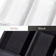 Load image into Gallery viewer, iDesign The Sarah Tanno 4 Slot Silicone Cosmetic Drawer Organizer Black