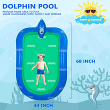 Load image into Gallery viewer, Inflatable Sprinkler Pool, Cute Dolphin Splash Pad for Kids, Backyard Swimming