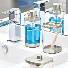 Load image into Gallery viewer, iDesign Plastic Toothbrush Holder Divided Clear & Brushed Nickel