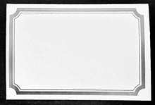 Load image into Gallery viewer, 120 Pcs Double Sided Place Cards - White with a Sterling Silver Border . Perfect for Seating Cards, Wedding Receptions, Birthday Parties, Baby Showers, Graduations - 3.75 x 2.6 inches