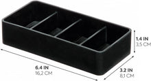 Load image into Gallery viewer, iDesign The Sarah Tanno 4 Slot Silicone Cosmetic Drawer Organizer Black