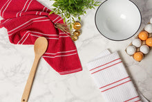 Load image into Gallery viewer, DII Basic Ribbed Terry Kitchen Basics Collection, Red, Dish Towels, 6 Piece