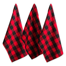 Load image into Gallery viewer, DII Buffalo Check Classic Farmhouse Dishtowel Set, 20x30, Red & Black, 3 Piece