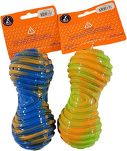 Load image into Gallery viewer, PawFam Rubber Squeak Dog Puppy Toy Chew Bone Shaped, Assorted Colors, 1 ea.