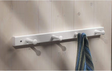 Load image into Gallery viewer, iDesign Wooden Wall Mount 4-Peg Coat Rack for Hanging Jackets, Leashes, White