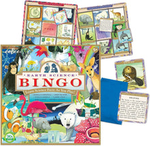 Load image into Gallery viewer, eeBoo: Natural Science Bingo Game, for 2 to 4 Players, Learn Science Facts as You Play, For Ages 5 and up, Includes Cloth Bag for Holding Tiles