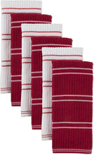 Load image into Gallery viewer, DII Basic Ribbed Terry Kitchen Basics Collection, Red, Dish Towels, 6 Piece