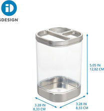 Load image into Gallery viewer, iDesign Plastic Toothbrush Holder Divided Clear & Brushed Nickel