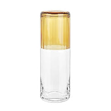 Load image into Gallery viewer, elle decor Bedside Water Carafe with Cup Set | 3” x 8.5” (Amber Lid)