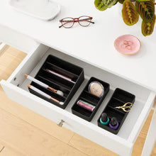 Load image into Gallery viewer, iDesign The Sarah Tanno 4 Slot Silicone Cosmetic Drawer Organizer Black