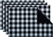 Load image into Gallery viewer, Buffalo Check Reversible Place Mats, 4 Pack, Black & White - 12" x 18"