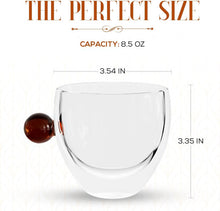 Load image into Gallery viewer, Elle Decor Double Wall Glass Coffee Mugs | Set of 2 | 9-Oz (Amber Handle)