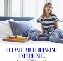Load image into Gallery viewer, Elle Decor Double Wall Glass Coffee Mugs | Set of 2 | 9-Oz (Blue Handle)