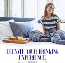 Load image into Gallery viewer, Elle Decor Double Wall Glass Coffee Mugs | Set of 2 | 9-Oz (Blue Handle)