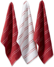 Load image into Gallery viewer, DII Basic Ribbed Terry Kitchen Basics Collection, Red, Dish Towels, 6 Piece