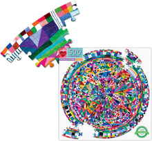 Load image into Gallery viewer, eeBoo: Piece and Love Triangle Pattern 500 Piece Round Circle Jigsaw Puzzle