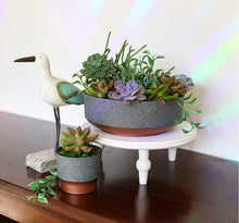 Load image into Gallery viewer, HC 8" Round Capri Succulent Pot Faux Concrete w Copper Base