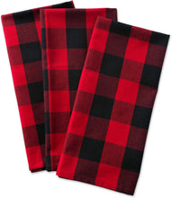 Load image into Gallery viewer, DII Buffalo Check Classic Farmhouse Dishtowel Set, 20x30, Red & Black, 3 Piece