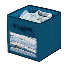 Load image into Gallery viewer, iDesign Emmy Fabric Storage Cube Bin, Small Basket Container Dual Side Handles