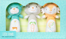 Load image into Gallery viewer, C.R. Gibson Little Bear, Bunny, and Fox Animal Plush Baby Rattle Toys, 3pc MF