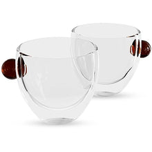 Load image into Gallery viewer, Elle Decor Double Wall Glass Coffee Mugs | Set of 2 | 9-Oz (Amber Handle)
