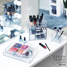 Load image into Gallery viewer, iDesign Plastic Makeup Organizer Tray - Vanity Organizer Clear White
