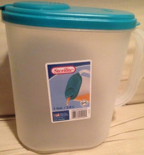 Load image into Gallery viewer, Sterilite Plastic Pitcher Washed Blue Lid and Tab with Clear Base One Gallon
