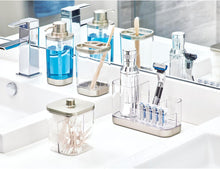 Load image into Gallery viewer, iDesign Plastic Toothbrush Holder Divided Clear &amp; Brushed Nickel
