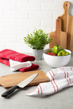 Load image into Gallery viewer, DII Basic Ribbed Terry Kitchen Basics Collection, Red, Dish Towels, 6 Piece
