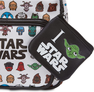 Disney’s Star Wars All Over Print Faux Leather 10.5" White Women’s Mini Backpack Purse 2-Piece Set