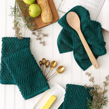 Load image into Gallery viewer, DII Luxury Barmop Collection Chevron Dishtowel Set, 16x19, Teal, 4 Piece
