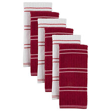 Load image into Gallery viewer, DII Basic Ribbed Terry Kitchen Basics Collection, Red, Dish Towels, 6 Piece
