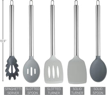 Load image into Gallery viewer, COOK WITH COLOR Silicone Cooking Utensils Kitchen Set, 5 Pieces, Grey Ombre
