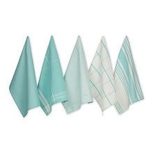 Load image into Gallery viewer, DII Assorted Woven Dishtowel Collection Classic Oversized, 20x28, Aqua, 5 Piece
