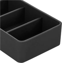 Load image into Gallery viewer, iDesign The Sarah Tanno 4 Slot Silicone Cosmetic Drawer Organizer Black
