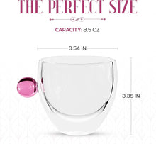 Load image into Gallery viewer, Elle Decor Double Wall Glass Coffee Mugs | Set of 2 | 8.5-Oz (Pink Handle)
