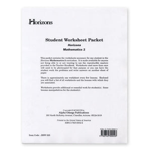 HORIZONS 2nd Grade Math Student Worksheet Packet