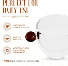 Load image into Gallery viewer, Elle Decor Double Wall Glass Coffee Mugs | Set of 2 | 9-Oz (Amber Handle)
