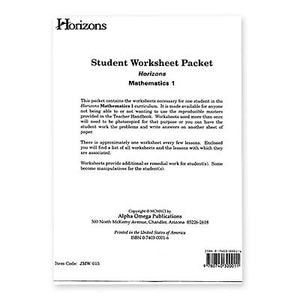 HORIZONS 1st Grade Math Worksheet Packet