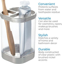 Load image into Gallery viewer, iDesign Plastic Toothbrush Holder Divided Clear &amp; Brushed Nickel
