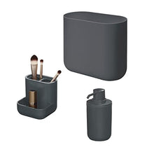 Load image into Gallery viewer, iDesign 3-Piece Plastic Bathroom Accessory Set, Cade Collection, Charcoal
