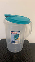 Load image into Gallery viewer, Sterilite One-Gallon Round Pitcher, Clear Base with Blue-Atoll (Teal) Lid
